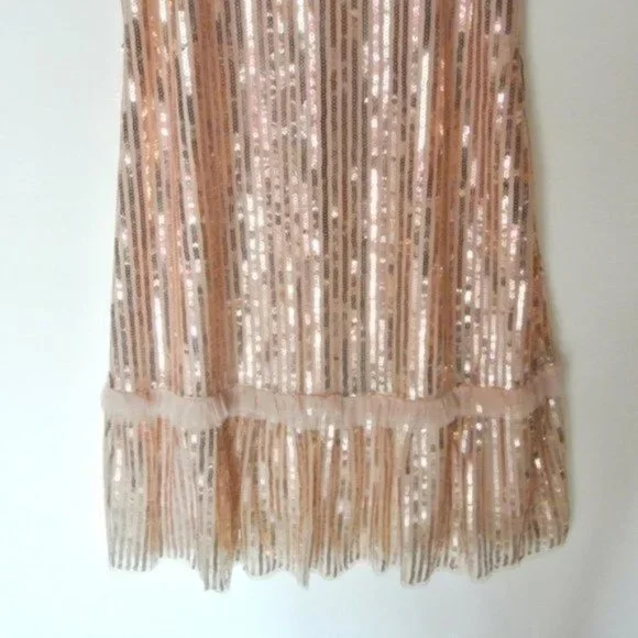 SEE THE SHADES Ruffle Trim Sequined Midi Dress S - Picture 7 of 11